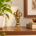 Handcrafted Brass Standing Ganesha Idol – Antique Finish