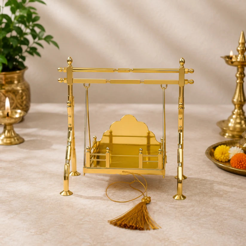 Premium Brass Laddu Gopal Jhula – Bal Krishna Swing