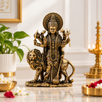 Premium Ashtadhatu Durga Maa Idol with Lion – Antique Finish