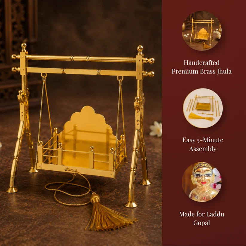 Premium Brass Laddu Gopal Jhula – Bal Krishna Swing