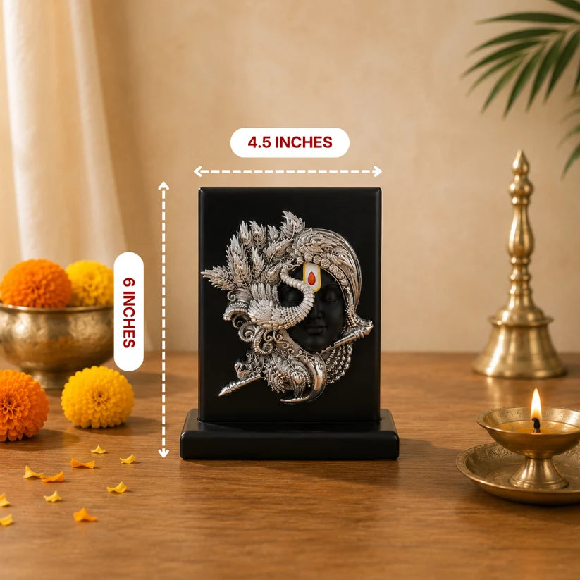 Krishna Shringar Swaroop – 999 Silver-Plated Face Idol
