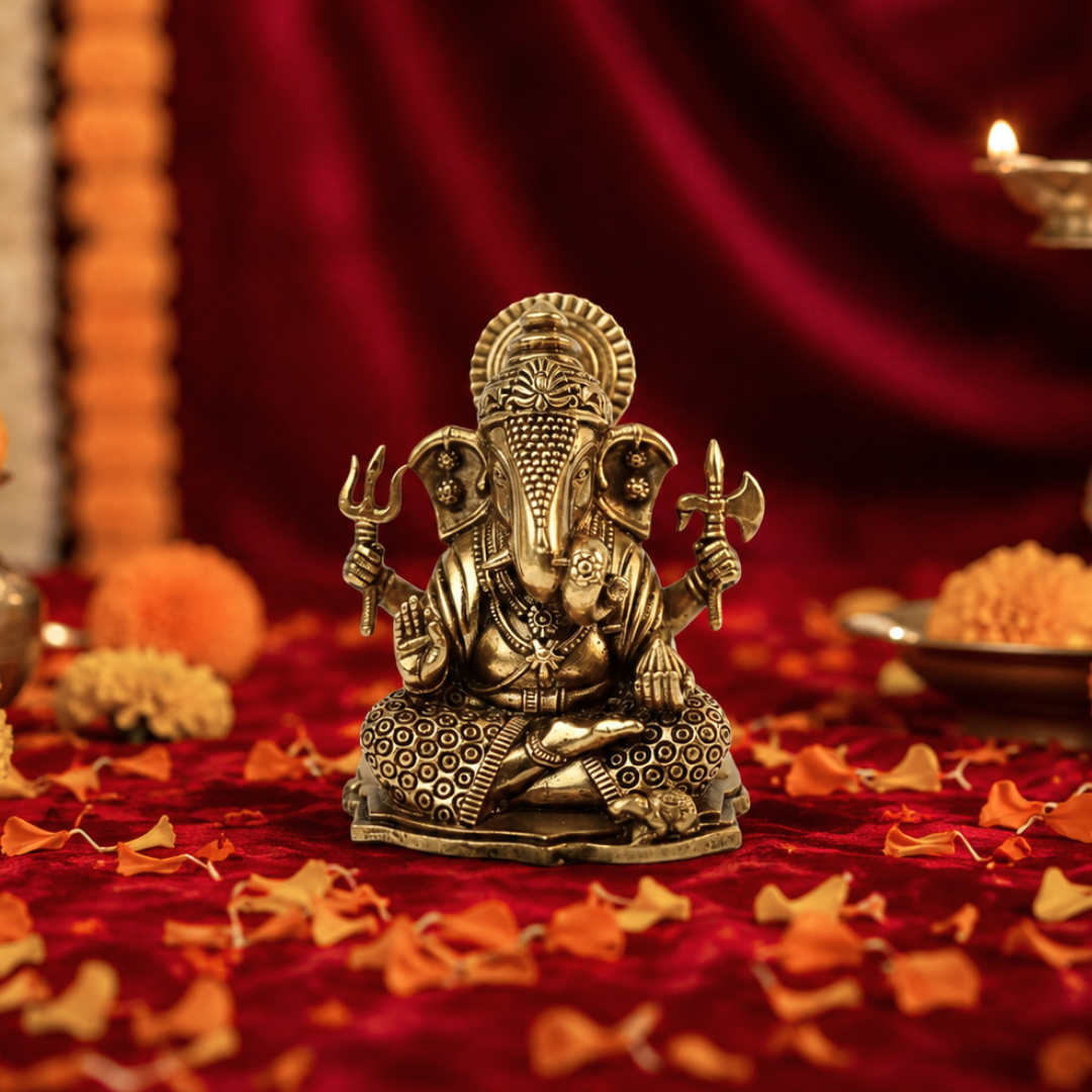 Premium Brass Dagdusheth Ganesha Idol