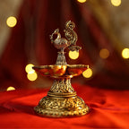 Premium Brass Mor Samai – Twin Diya