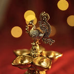 Premium Brass Mor Samai – Twin Diya