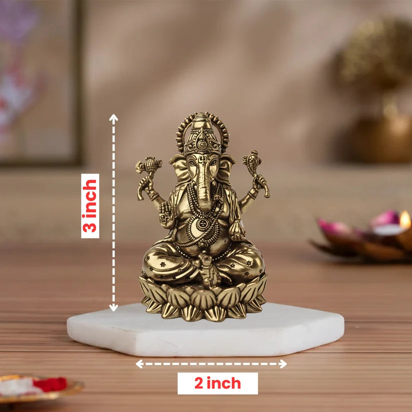 Premium Brass Ganesha Idol – Lotus Throne