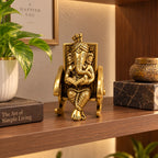 Handcrafted Brass Ganesha on Rocking Chair – Antique Finish