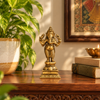 Handcrafted Brass Standing Ganesha Idol – Antique Finish