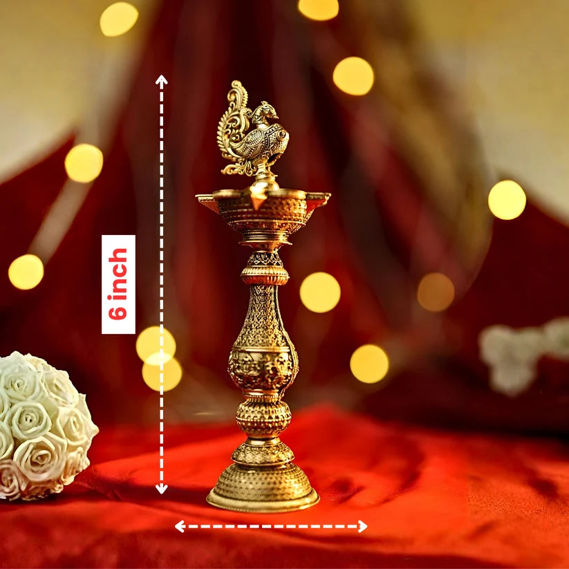 Premium Brass Peacock Diya Stand