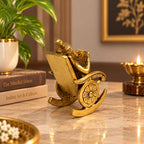 Handcrafted Brass Ganesha on Rocking Chair – Antique Finish