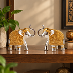 Royal Elephant Pair – Auspicious Prosperity Set Premium Gold & Silver-Plated