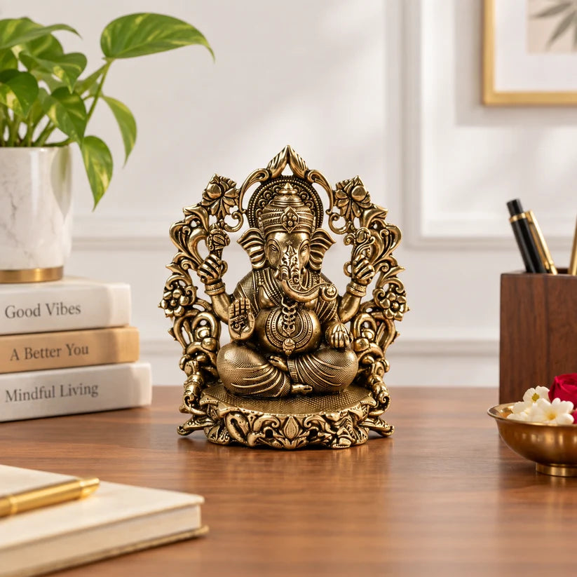 Premium Brass Ganesh Idol –Prabhavali Form