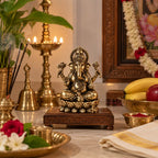 Premium Brass Ganesha Idol – Lotus Throne