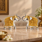 Royal Elephant Pair – Auspicious Prosperity Set Premium Gold & Silver-Plated
