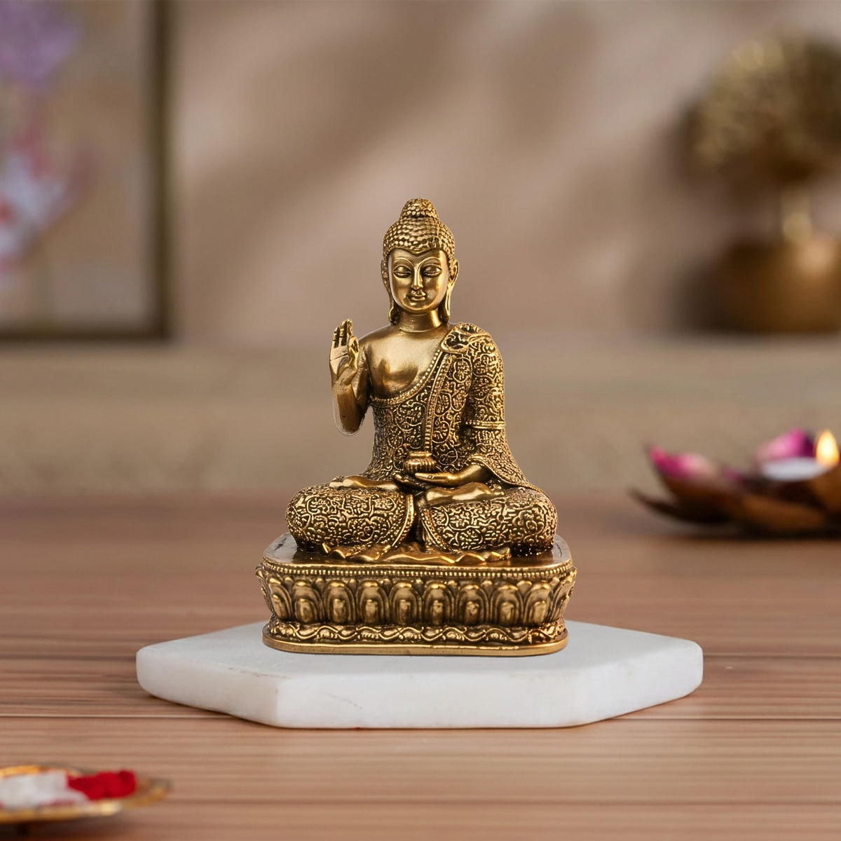 Premium Brass Buddha Idol – Blessing Mudra