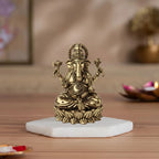 Premium Brass Ganesha Idol – Lotus Throne
