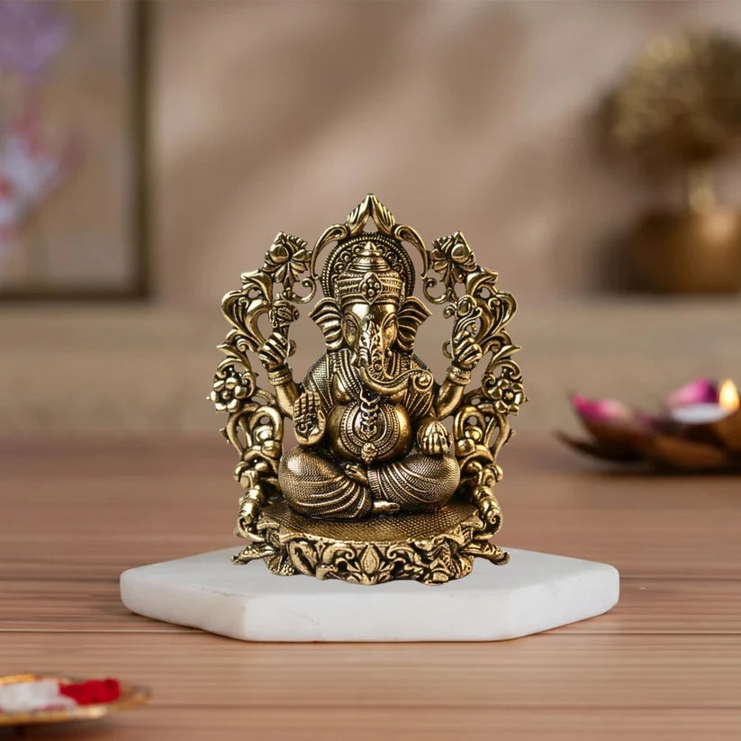 Premium Brass Ganesh Idol –Prabhavali Form