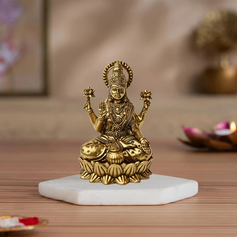 Premium Brass Lakshmi Idol – Lotus Throne