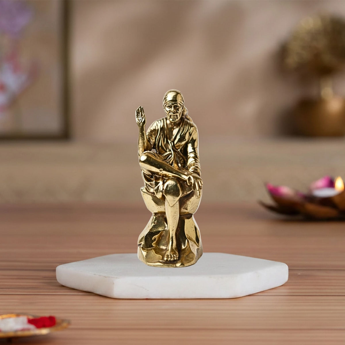 Premium Brass Sai Baba Idol – Blessing Form