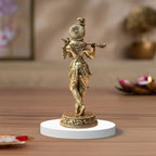 Premium Brass Krishna Idol – Tribhanga Form