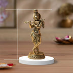 Premium Brass Krishna Idol – Tribhanga Form