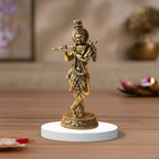 Premium Brass Krishna Idol – Tribhanga Form