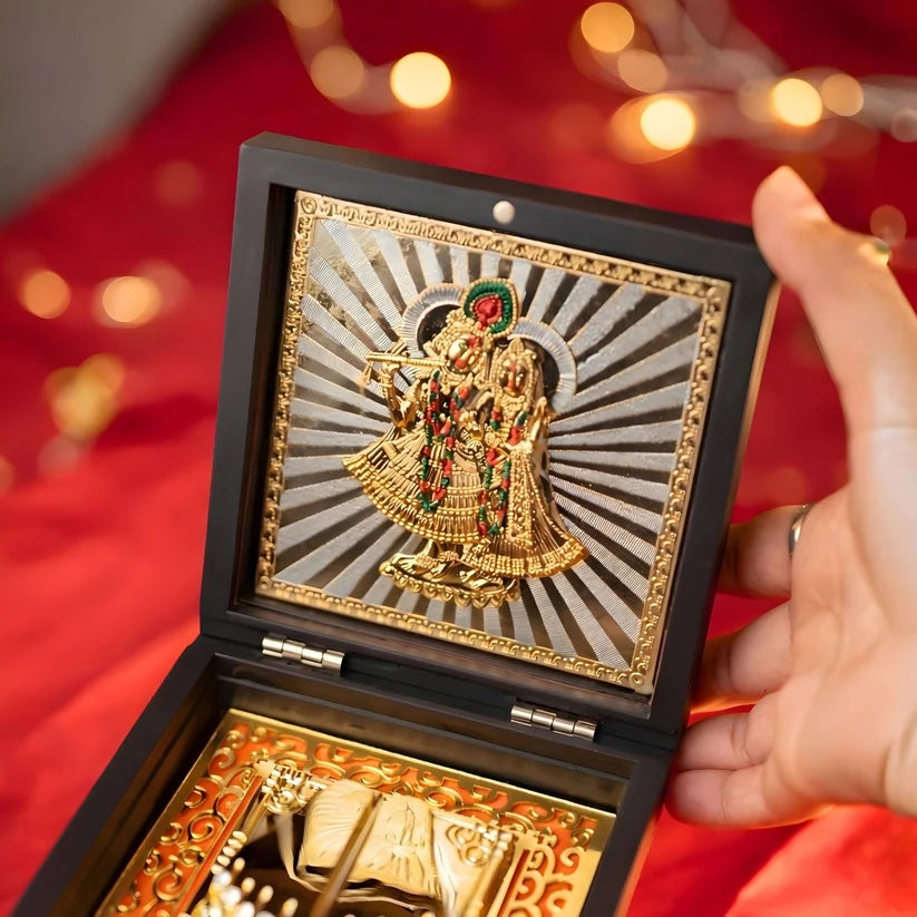 Radha Krishna – Divine Harmony Box Premium Gold & Silver-Plated